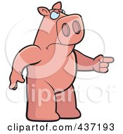 Angry Pig Standing And Pointing His Finger To The Right