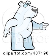Angry Polar Bear Standing And Pointing His Finger To The Right