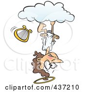 Mad Cartoon Angel Upside Down On A Cloud