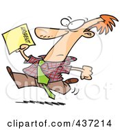 Poster, Art Print Of Cartoon Businessman Running To Deliver An Urgent Memo