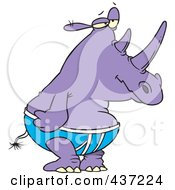 Poster, Art Print Of Purple Rhino In Underwear