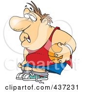 Royalty Free RF Clipart Illustration Of An Unfit Cartoon Man Holding A Basketball by toonaday