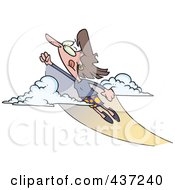 Royalty Free RF Clipart Illustration Of A Cartoon Businesswoman Shooting Up And Away