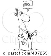 Royalty Free RF Clipart Illustration Of A Black And White Outline Design Of A Businessman Realizing He Did Something Wrong