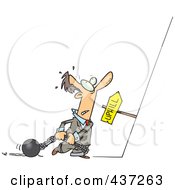 Poster, Art Print Of Cartoon Man Ready To Drag His Ball And Chains Uphill