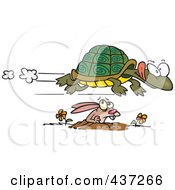 Poster, Art Print Of Fast Tortoise Flying Over A Hare