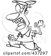 Royalty Free RF Clipart Illustration Of A Black And White Outline Design Of A Shouting Umpire by toonaday
