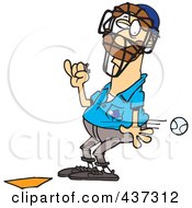 Royalty Free RF Clipart Illustration Of A Baseball Flying Past An Umpire by toonaday
