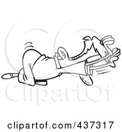 Royalty Free RF Clipart Illustration Of A Black And White Outline Design Of An Unworthy Businessman Bowing