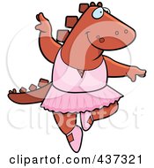 Royalty Free RF Clipart Illustration Of A Ballerina Dinosaur Dancing