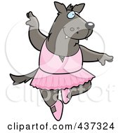 Royalty Free RF Clipart Illustration Of A Ballerina Wolf Dancing by Cory Thoman