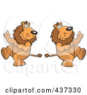 Royalty Free RF Clipart Illustration Of A Dancing Lion Couple
