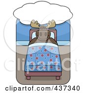 Poster, Art Print Of Moose Dreaming And Sleeping In A Bed