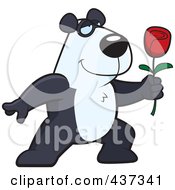 Poster, Art Print Of Romantic Panda Presenting A Single Rose