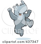 Royalty Free RF Clipart Illustration Of An Excited Rhino Jumping
