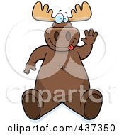 Poster, Art Print Of Friendly Moose Sitting And Waving