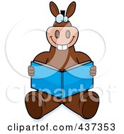 Poster, Art Print Of Happy Donkey Sitting On The Floor And Reading