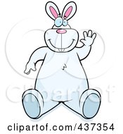 Royalty Free RF Clipart Illustration Of A Friendly Rabbit Sitting And Waving