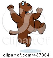 Royalty Free RF Clipart Illustration Of An Excited Beaver Jumping