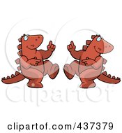 Royalty Free RF Clipart Illustration Of A Dancing Dinosaur Couple
