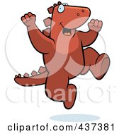 Royalty Free RF Clipart Illustration Of An Excited Dinosaur Jumping
