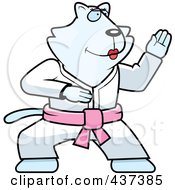 Royalty Free RF Clipart Illustration Of A Karate Cat With A Pink Belt by Cory Thoman