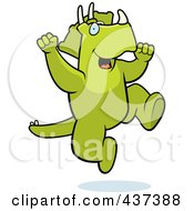 Royalty Free RF Clipart Illustration Of An Excited Triceratops Jumping