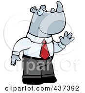 Poster, Art Print Of Business Rhino Standing And Waving