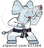 Royalty Free RF Clipart Illustration Of A Karate Elephant With A Black Belt