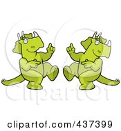 Royalty Free RF Clipart Illustration Of A Dancing Triceratops Couple