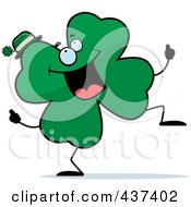 Royalty Free RF Clipart Illustration Of A Shamrock Clover Character Doing A Happy Dance