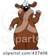 Royalty Free RF Clipart Illustration Of A Friendly Dog Standing Upright And Waving