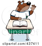 Poster, Art Print Of Student Bear Raising His Hand In Class