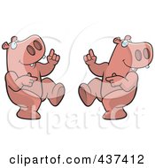 Royalty Free RF Clipart Illustration Of A Dancing Hippo Couple