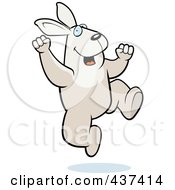 Royalty Free RF Clipart Illustration Of An Excited Rabbit Jumping