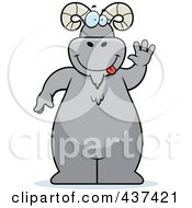 Royalty Free RF Clipart Illustration Of A Friendly Ram Standing And Waving