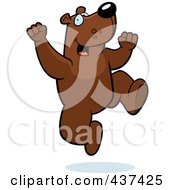 Royalty Free RF Clipart Illustration Of An Excited Bear Jumping