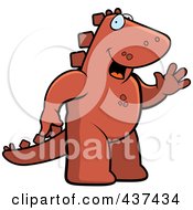 Royalty Free RF Clipart Illustration Of A Friendly Dinosaur Standing And Waving