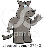 Royalty Free RF Clipart Illustration Of A Friendly Wolf Standing And Waving