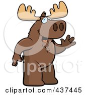 Royalty Free RF Clipart Illustration Of A Friendly Moose Standing And Waving