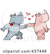 Poster, Art Print Of Rhino Couple Doing A Romantic Dance