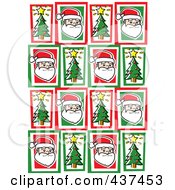 Royalty Free RF Clipart Illustration Of A Santa And Tree Christmas Pattern
