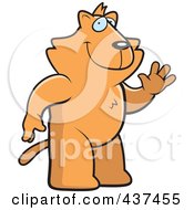 Royalty Free RF Clipart Illustration Of A Friendly Cat Standing And Waving
