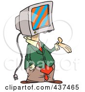 Royalty Free RF Clip Art Illustration Of A Cartoon Businessman With A Computer Head