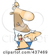 Royalty Free RF Clip Art Illustration Of A Cartoon Man Pointing At His Mom Tattoo by toonaday