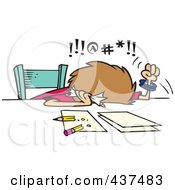 Royalty Free RF Clip Art Illustration Of A Cartoon Cursing Woman Trying To Prepare Her Taxes by toonaday #COLLC437483-0008