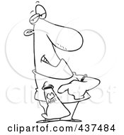 Royalty Free RF Clip Art Illustration Of A Black And White Outline Design Of A Man Pointing At His Mom Tattoo by toonaday