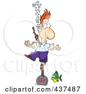 Royalty Free RF Clip Art Illustration Of A Cartoon Businessman Drowning In Taxes