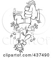 Royalty Free RF Clip Art Illustration Of A Black And White Outline Design Of A Hand Shaking Change From A Mans Pockets For Taxes