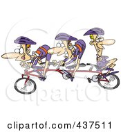 Royalty Free RF Clip Art Illustration Of A Lazy Man Relaxing On A Tandem Bike While His Partners Cycle